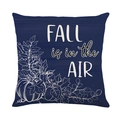 Fall is in the Air navy blue pumpkin pillow cover with rustic leaf autumn illustrations - Navy Blue Pumpkin With Text Pattern (JYM624-3)