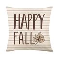 Kissenbezug mit Happy Fall Aufdruck und Ahornblatt auf gestreiftem Stoff für Herbst - HAPPY FALL Stil (JYM625-3)