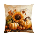 Artistic pumpkin and sunflower throw pillow cover for autumn harvest festival decor - Sunflower And Large Pumpkin Style (JYM620-3)