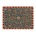 Bohemian rectangle placemat featuring navy blue and rust red floral Persian pattern - 32x21cm / Cotton Linen / Navy Blue Vintage (CD110-1)