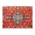 Bohemian linen placemat with red Persian medallion print and intricate floral patterns - 32x21cm / Cotton Linen / Red Medallion (CD110-2)