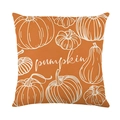 Funda de cojín naranja con estampado de calabaza de otoño y diseño de líneas blancas - Estilo Texto De Calabaza Naranja (JYM623-3)