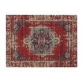 Rectangle bohemian floral cotton linen placemat with vintage red and beige pattern - 32x21cm / Cotton Linen / Deep Red Floral (CD110-3)