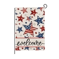 Drapeau de jardin fête de l'indépendance avec étoiles et texte welcome sur support - 30*45cm / Hyq061-5
