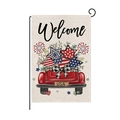 Drapeau de jardin patriotique avec camion rouge vintage et motifs d'étoiles - Camion Rouge avec Étoiles (HYQ061-6)