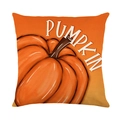 Orange square pillowcase with hand-drawn pumpkin print and Pumpkin text for fall decor - Orange Pumpkin Style (JYM609-1)
