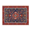 Linen placemat with navy and red Persian pattern for traditional dining table decor - Navy Vermilion Border (CD110-6)