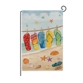Double-sided summer garden flag with colorful flip-flops and starfish linen texture - Beach Flip Flops Style (HYQ062-5)