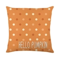 Autumn botanical pillow cover with orange polka dots and Hello Pumpkin text design - Jym611-2 / 45x45 Square (No Insert)