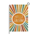 Hello Sunshine double-sided garden flag with vintage sun rays and linen texture - Retro Sunshine Style (HYQ062-6)
