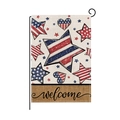 Drapeau de jardin fête de l'indépendance avec cœur américain et texte de bienvenue - Cœur Étoilé Rouge Blanc Bleu (HYQ061-8)