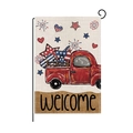 Drapeau de jardin Welcome Fête de l'Indépendance avec camion rouge vintage - 30*45cm / Hyq061-9