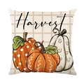 Plaid pumpkin pillow cover with Harvest print for autumn home sofa decoration - Harvest Pumpkin Pattern (JYM606-1)