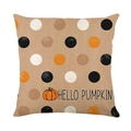 Polka dot pillowcase with Hello Pumpkin print and orange pumpkin motif for fall decor - Hello Pumpkin Polka Dot (JYM606-2)