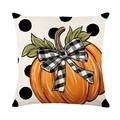 Federa quadrata per Halloween con zucca, fiocco a quadri e pois neri decorativi - Zucca A Pois (JYM613-1)