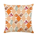 Funda de cojín otoñal con estampado de calabazas naranjas y hojas de membrillo - Celosía Calabaza (JYM615-2)