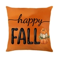 Federa arancione di Halloween con scritta Happy Fall e decorazioni di zucche - Testo Happy Fall Zucca (JYM613-2)