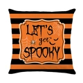 Halloween kussensloop met oranje en zwarte strepen en decoratieve Spooky tekst print - Oranje Zwart Gestreepte Spooky Stijl (JYM629-2)