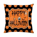 Halloween kussensloop met Happy Halloween opdruk, oranje stippen en pompoenmotieven - Stippen Happy Halloween Stijl (JYM629-3)