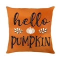 Housse de coussin orange Halloween avec citrouille blanche et texte hello PUMPKIN - Style Hello Pumpkin (JYM617-1)