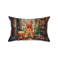 Christmas gingerbread man lumbar pillowcase with festive holiday tree and gift print - 30*50cm / Gingerbread Man by Window Style (JYZ018-4)
