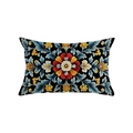 Bohemian lumbar pillow cover with floral print in red and yellow for sofa decor - Black Symmetrical Red Yellow Floral (JYZ021-3)