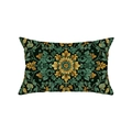 Rectangular lumbar pillow cover with vintage green and gold baroque floral patterns - Dark Green Baroque Symmetrical Floral (JYZ021-4)