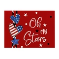 Independence Day square polyester placemat with Oh My Stars patriotic heart design - Cotton Linen / Stars And Hearts Style (CD112-1)