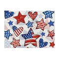 Independence Day placemat featuring hand-drawn American flag stars and stripes pattern - Cotton Linen / Graffiti Stars Style (CD112-2)