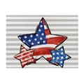 Independence Day placemat featuring American flag stars and grey striped pattern - Cotton Linen / Three Stars Stripes Style (CD112-4)