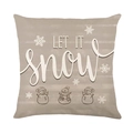 Fodera per cuscino invernale Let it snow con design pupazzo di neve su lino - 45x45cm / Motivo Pupazzo di Neve Let It Snow (JYM633-3)