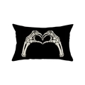 Schwarzer Halloween Kissenbezug mit gotischem Skelett-Hände-Herz-Motiv für das Sofa - Skelett Herz Geste (JYZ015-3) / 30*50cm (Ohne Kissenfüllung)