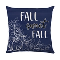 Fall sweet Fall pumpkin cushion cover with navy blue fabric and white leaf motifs - Navy Blue Background Typography Pattern (JYM624-2)
