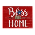 Independence Day polyester square placemat with red Bless OUR HOME star print - Bless Our Home Style (CD112-7)