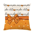 Funda de cojín Hello Pumpkin con lazo naranja y lunares para decoración de otoño - Calabaza Lazo (JYM614-2) / 45x45cm