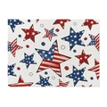 Independence Day placemat with patriotic American flag star prints on white fabric - Mixed Stars Style (CD112-8)