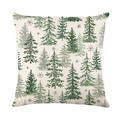 Weihnachtskissenbezug mit nordischem Waldmuster und Schneeflocken auf Leinenstoff - 45*45cm Leinen Einseitig Ohne Füllung / Nordischer Wald Kiefer Stil (DYM393-4)