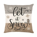 Federa natalizia per cuscino con scritta let it snow e fiocchi di neve su tessuto a tre colori - Stile Color Block con Fiocco di Neve Let it Snow (JYM636-3)