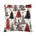 Funda de cojín navideña de poliéster con estampado nórdico para sofá y decoración de cama - Estilo de Bosque de Árboles de Navidad Densos (JYM640-4)