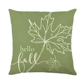 Funda de cojín otoñal verde salvia con hojas de arce blancas y texto hello fall - Estilo Hoja De Arce Verde Salvia (JYM623-2)