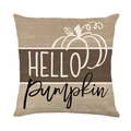 Aardetinten kussensloop met witte pompoen en HELLO Pumpkin tekstontwerp - HELLO Pompoenpatroon (JYM622-2)