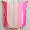 Regenbogen gestreiftes Baumwolltuch mit roten Quasten auf hellem Hintergrund - 180cm x 90cm / Regenbogen Feines Gitter (SL1908-018 3#)