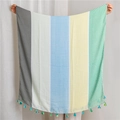 Regenbogen Gestreifter Schal mit Boho-Mustern und kleinen Quasten-Details am Rand - 180cm x 90cm / Boho Farblock (SL1908-018 4#)