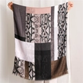 Gray and brown snakeskin leopard print cotton scarf with geometric patterns for women - Grey Coffee Color Block Snake Print (SL1904-084) / 180*90