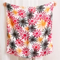 Lightweight cotton linen sun scarf with vibrant red and orange sunflower floral prints - 180*90CM / Red