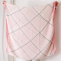 Scialle in cotone e lino a quadri geometrici rosa e bianchi con protezione solare donna - 180cm x 90cm / Bordo Rosa