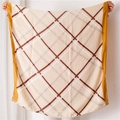 Grande sciarpa in lino con motivi geometrici e bordi gialli a contrasto - 180cm x 90cm / Bordo Giallo Zenzero