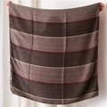 Multicolor striped cotton linen scarf shawl with elegant geometric patterns for women - 180*100cm / Brown
