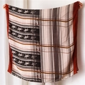 Classic horse carriage pattern scarf shawl in beige and black with red border - 180*90CM / Coffee