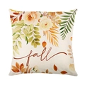 Square fall throw pillow cover with pumpkin autumn leaves and cursive fall text - Autumn Lettering Style (JYM632-1)